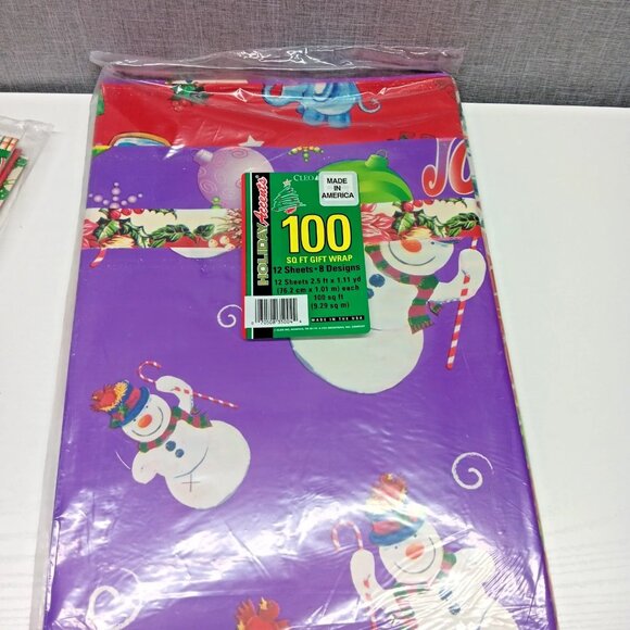 NOS VTG Cleo Christmas Wrapping Paper 100 Sq Ft 12 Sheets 8 Designs 80s 90s - Picture 5 of 7